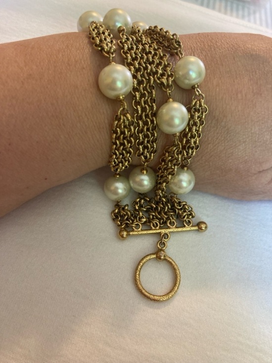 Jewelry - Multi Chains and Faux Pearls Statement Bracelet
